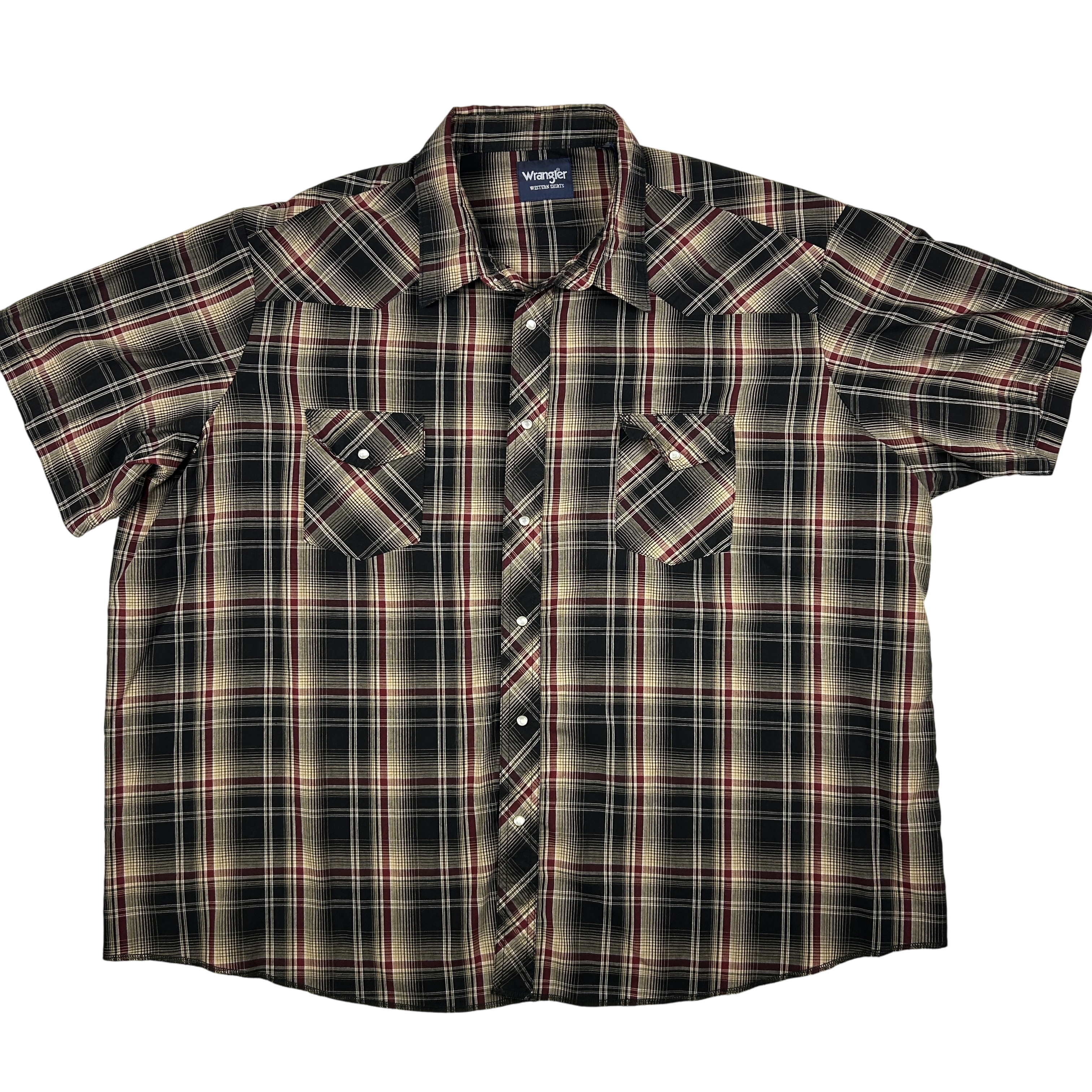 Wrangler Western Hemd Herren 4XL kariert Perlen Druckknopf Kurzarm Rodeo Cowboy