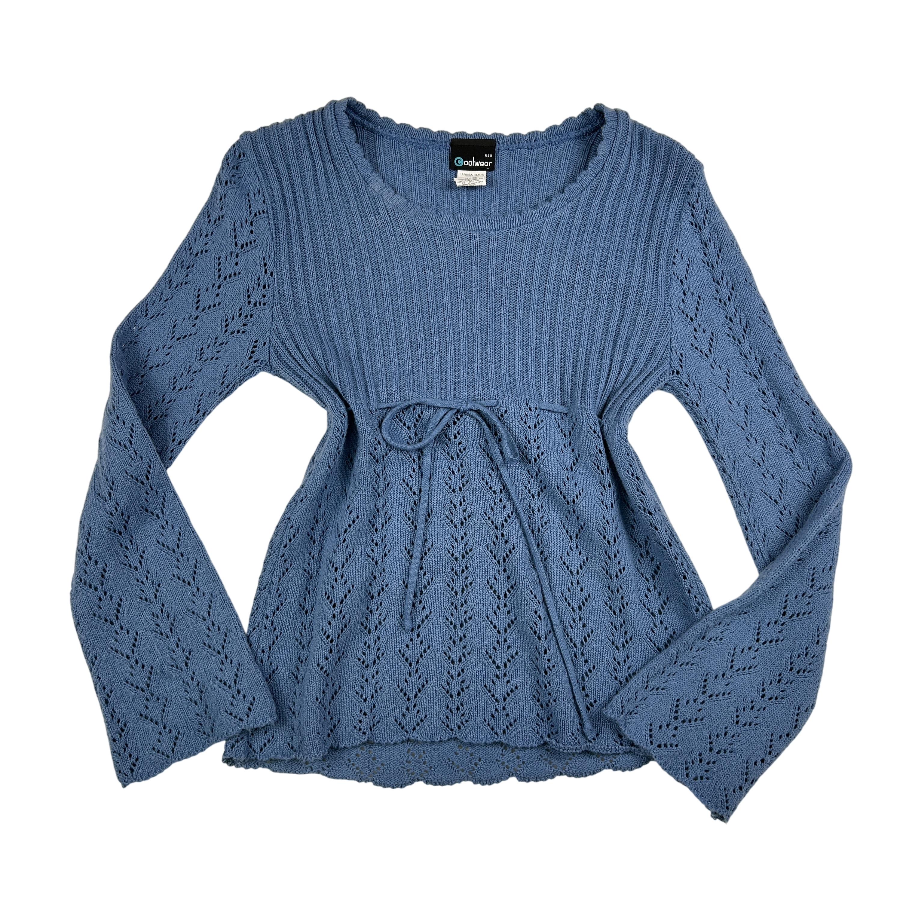 Vintage Coolwear Sweater Womens Large Y2K Baby Doll Knit USA Made Blue