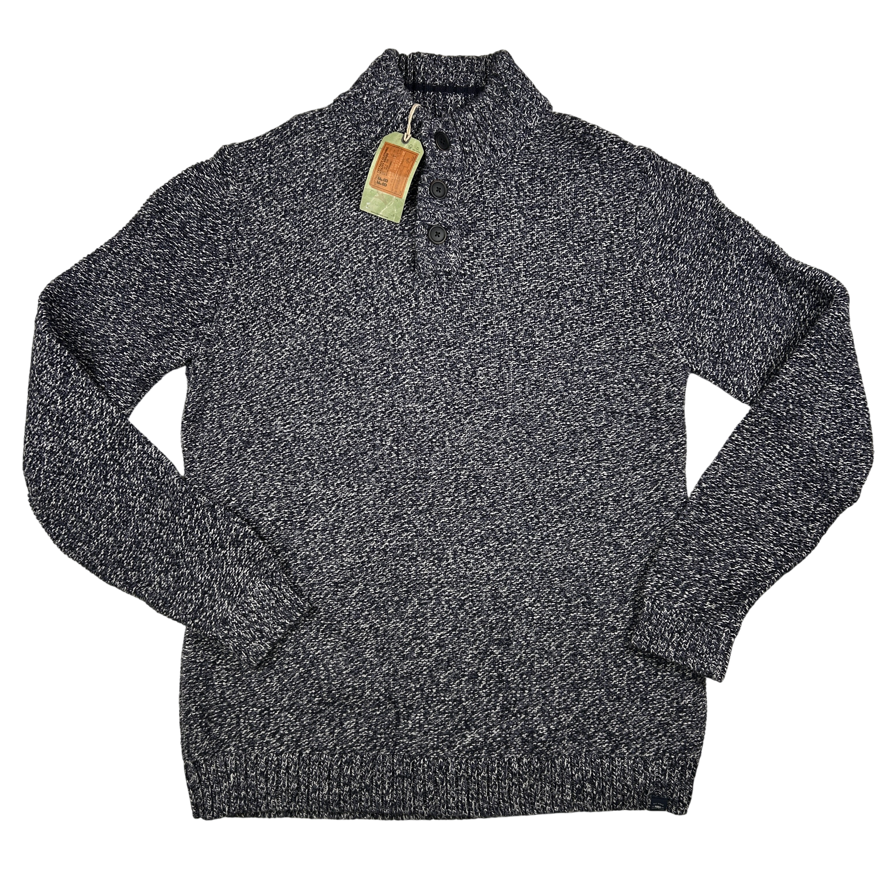 ウォシュ Fat Face Sweater Mens 2XL Tall Blue Knit Henley Button Pullover