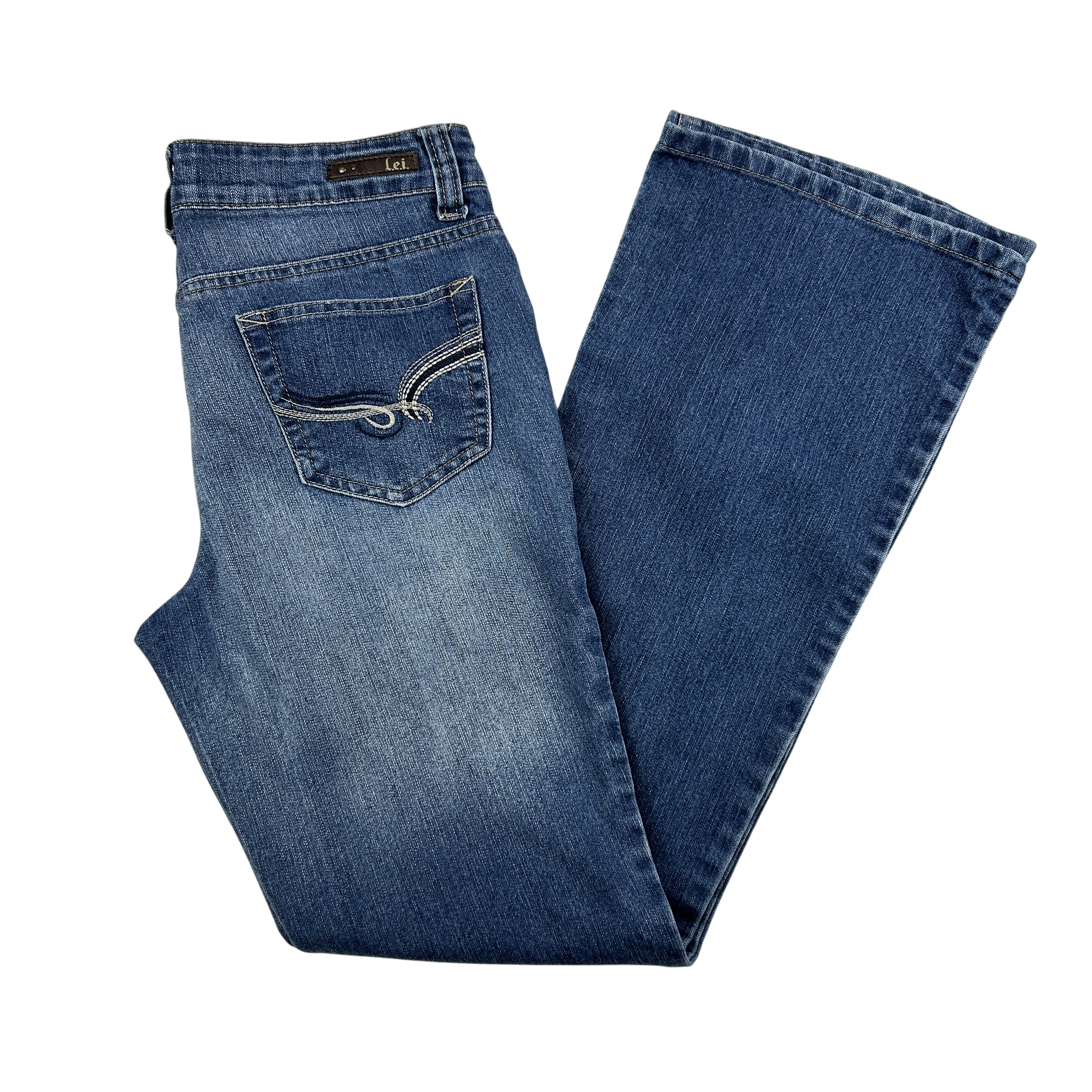 Lei Jeans Damen Größe 7 lang Sophia Hipster Schlag Y2K 2000er Low Rise Denim