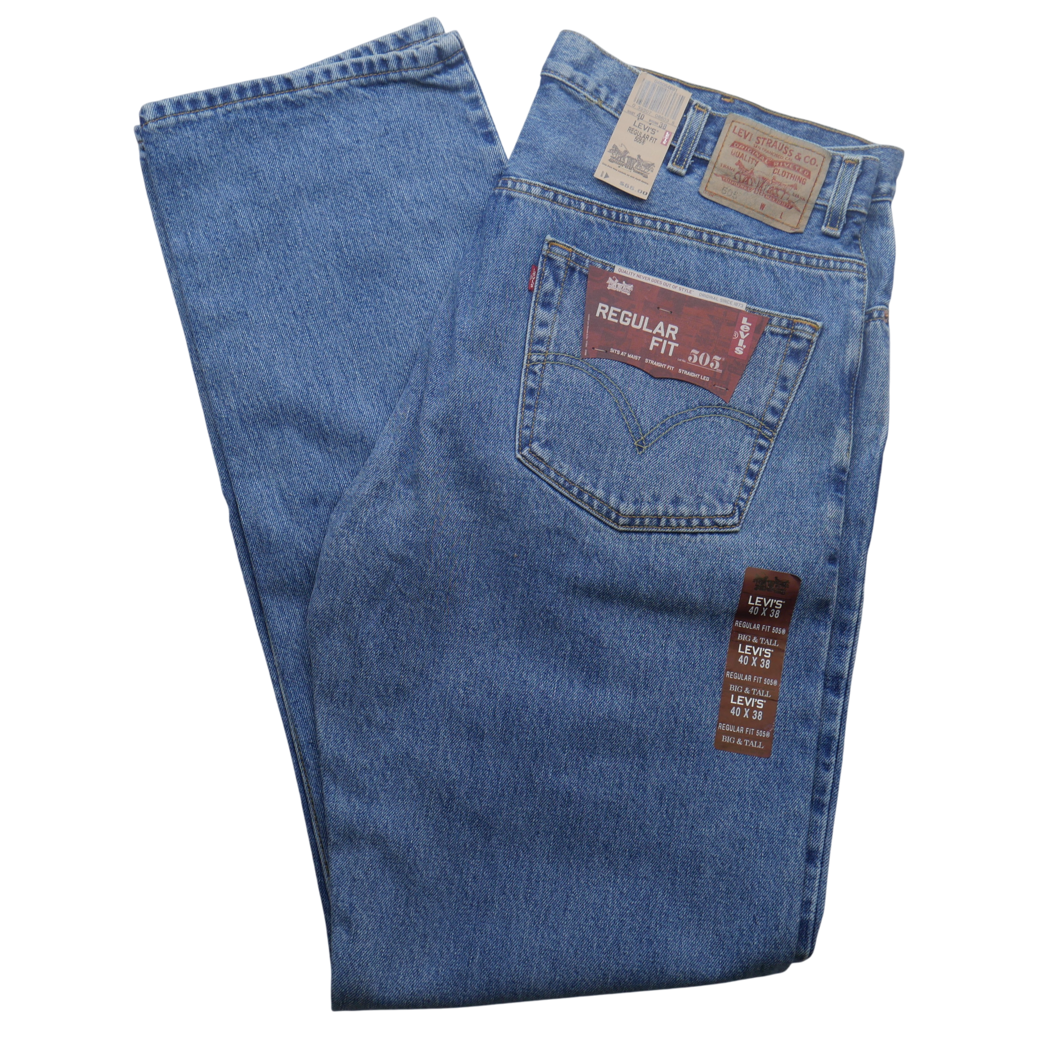 Levi's 505 Jeans Mens 40x38 Blue Denim Regular Fit Straight Leg